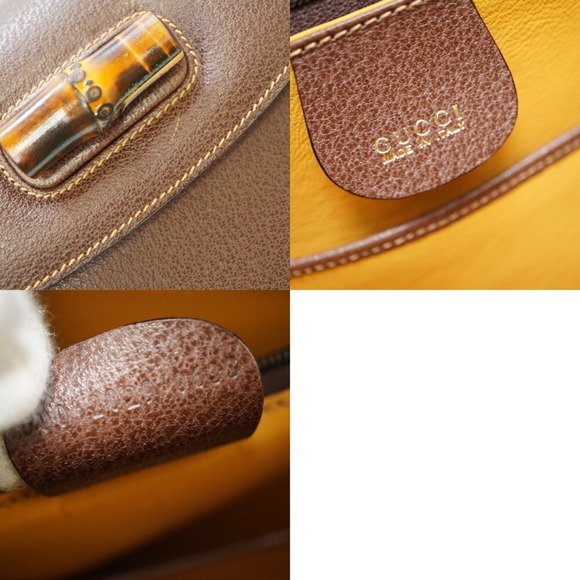 GUCCI Bamboo Leather Shoulder Handbag Brown - Picture 9 of 9